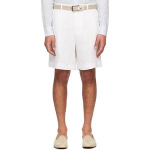 25 FW 라르디니 남성 화이트 플리츠 쇼츠 241125M193001