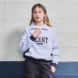 [에꼴리에] 여자 겨울이월 옆선배색반집업카라맨투맨티(24D3753)