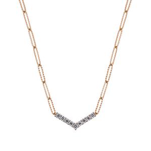 [모던쥬얼리] 14K 컷팅클립 V라인큐빅목걸이