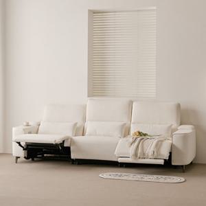 [쿠션 3개 증정][슬레코폼] R24 기능성 밀키 원터치 전동 리클라이너 소파 4인용