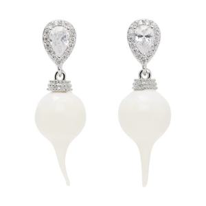 25 FW 오토링거 여성   실버   화이트 다이아몬드 드롭 이어링 251016F022006