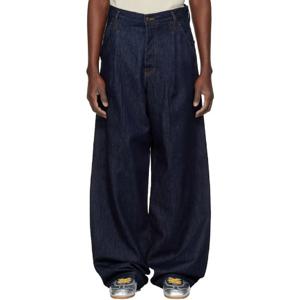 25 FW 드리스반노튼 남성 인디고 블루 플리츠 데님 진 251358M186007