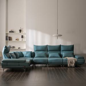 안목 휘윤 헤드 조절 스윙 가죽 8인용 코너형 소파