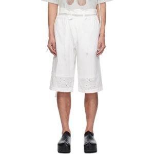25 FW 오토링거 남성 화이트 배기 카고 쇼츠 251016M193004