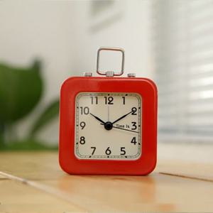 스퀘어 알람 탁상시계(레드) 스틸 책상 사무실 자명종
