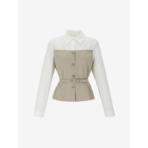 [숲]벨티드 배색 블라우스 SB3TSM6