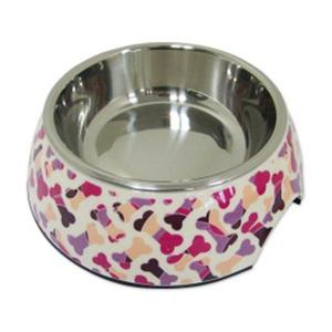 슈퍼 데칼 멜라민보울(M)핑크본 뼈다귀패턴그릇 애견 고양이밥그릇