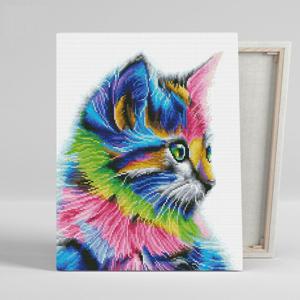 아이러브페인팅 DIY캔버스형 보석십자수 40x50cm 무지개고양이
