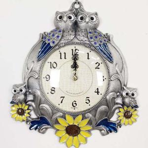 주석도금 해바라기 쌍부엉이 무소음 인테리어 벽시계