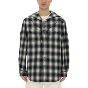 아이(A E) 플래드 패턴 후드 코튼 셔츠 NS946 ABLACK WHITE