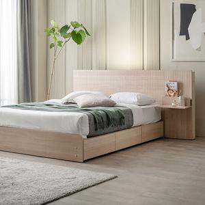 라자가구 라무드 LED 서랍형 침대 프레임 Q + 협탁 2 + 본넬매트