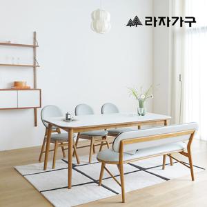 라자가구 쿠키 6인 1800 세라믹 식탁 세트 벤치형