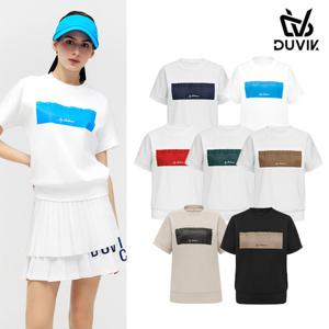 듀빅 여성 라운드 엠보 와펜 반팔티셔츠 DE2WTS124