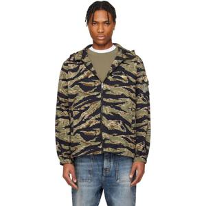 25 FW 지방시 남성 블랙   카키 카모 프린트 윈드브레이커 재킷 251278M180005