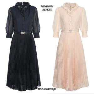 [미니멈]MD 러플 넥 플리츠 원피스 MD MXBAWO4030_CJ