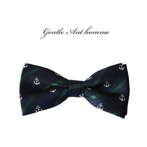 젠틀안트 네이비그린 사선장식 나비넥타이8-062