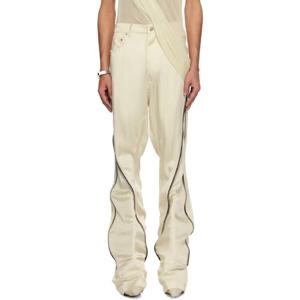 25 FW 릭오웬스 남성 오프 화이트 할리우드 볼란 바나나 슬랙스 251232M191064