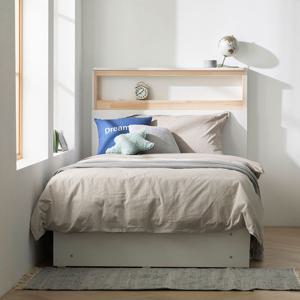 장인가구 샤른 편백 원목 LED 4서랍 수납침대 SS+본넬