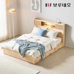 [착불] 보루네오 피오 3서랍 편백나무침대 원목 수납헤드 더블 프레임