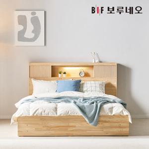 [착불] 보루네오 피오 3서랍 편백나무침대 원목 수납헤드 킹 본넬매트리스