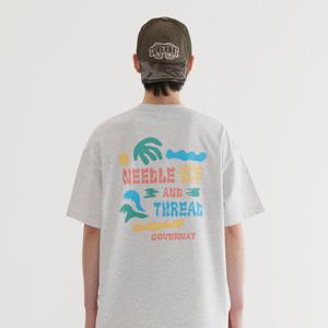 [커버낫] [TAG가 49,000] 쿨 코튼 두들 트로피컬 그래픽 티셔츠 Heather Gray