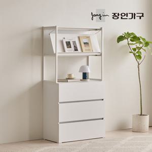 장인가구 마운트 3단 서랍장 800 2단 선반 다용도 수납장 세트+매거진랙