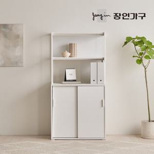 장인가구 마운트 슬라이딩장 800 2단 선반 다용도 수납장 세트