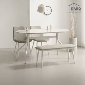 라로퍼니처 세드릭 1500 유광 타원 통 세라믹 4인 식탁 세트(의자2+벤치1)