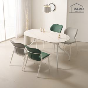 라로퍼니처 셀티 1500 유광 타원 통 세라믹 4인 식탁 세트 (식탁+의자4)