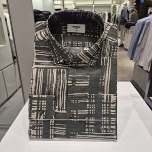 [레노마] 린넨 100%  프린트 슬림핏긴팔남자셔츠RNSSL1145카키