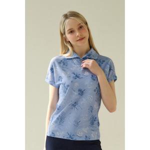 [엘르골프]25년 여름 여성 플라워 패턴 폴로 티셔츠[6L45204]