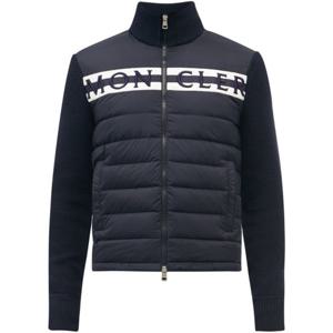 25 FW 몽클레어 스트라이프 로고 자수 퀼트 패딩 하이넥 자켓 네이비 9B00001 M1131 742