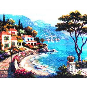 아트박스/퍼즐사랑 바닷빛 마을 (패브릭형) 보석십자수 40x50