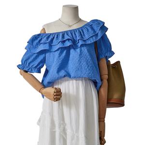 [포커스]체크 프릴  블라우스(FM5D7BL0082)