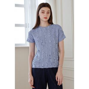 [요이츠]텍스처 웨이브 플리츠 블라우스_YJ05WNPBL04_SB1