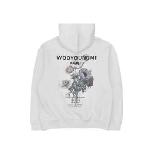 우영미 플라워 백로고 후드 티셔츠 화이트   23FW W233TS36711W