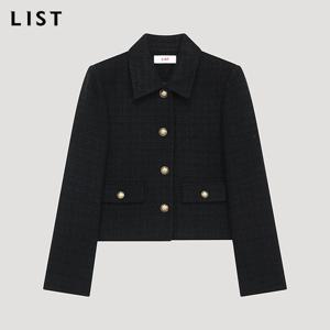 [리스트] 울 트위드 싱글 카라 자켓_TWWJKP72100_BK