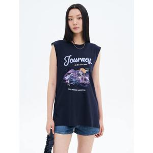 (355742LYAR) [에잇세컨즈] 그래픽 오버핏 슬리브리스  네이비