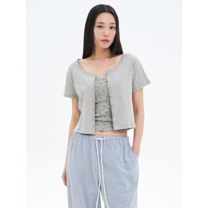 (165742AYA3) [에잇세컨즈] 솔리드 포인텔 반소매 카디건  그레이