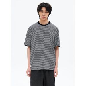 (455642LY15) [에잇세컨즈] 데일리 스트라이프 반소매 티셔츠  블랙