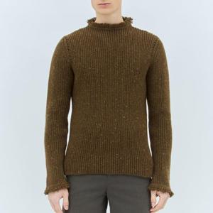 25 FW 버버리 프린지 넥라인 울 리브 니트 스웨터 브라운 8098794 C1426