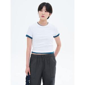 (355742LY21) [에잇세컨즈] 코튼스판 크롭 반소매 티셔츠  화이트