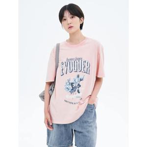 (355742LY5Y) [에잇세컨즈] 가먼트다잉 그래픽 티셔츠  라이트 핑크