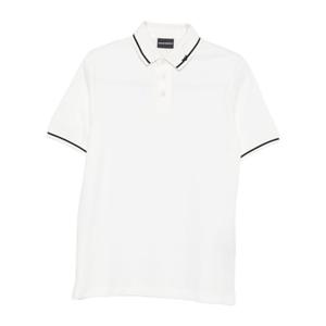 엠포리오아르마니 화이트 반팔 폴로 셔츠 EM003003 AF10497U000