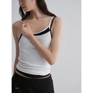 (325742LY41) [에잇세컨즈] 배색 슬리브리스  화이트