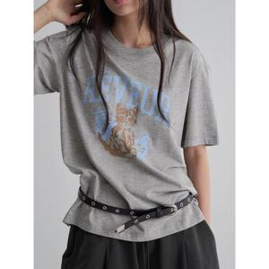 (355742LY33) [에잇세컨즈] 동물 그래픽 반소매 티셔츠  그레이