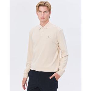 헤지스 남성 24FW 스테디셀러 베이지 단색 면 긴팔카라티셔츠 WHTS4C302I2