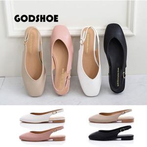 [갓슈] 브이라인 플랫 슬링백 스트랩구두