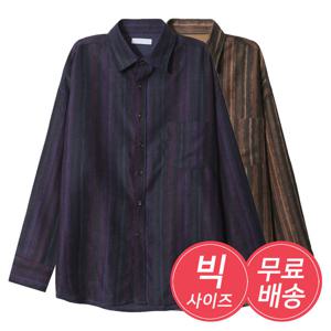 남자 오버핏 페인트 스트라이프 포켓 셔츠 AC-SHA-Q017-네이비