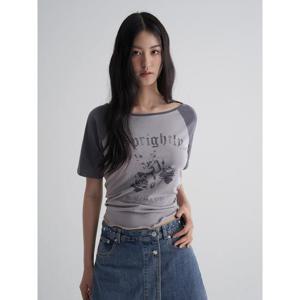 (165742CY3T) [에잇세컨즈] 래글런 슬리브 그래픽 반소매 티셔츠  라벤더